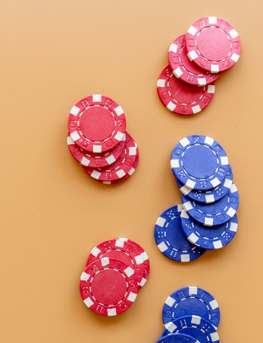 red and blue gambling chips