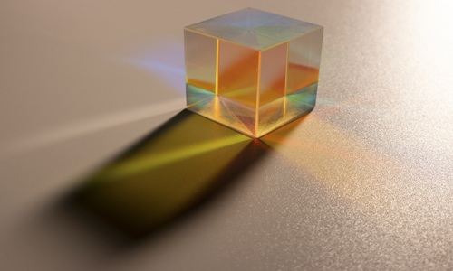 glass block with warm light shining through 